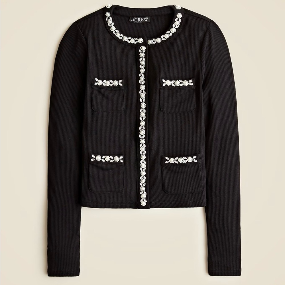 J. Crew - Vintage Rib Lady Jacket with Pearl Trim - Small
